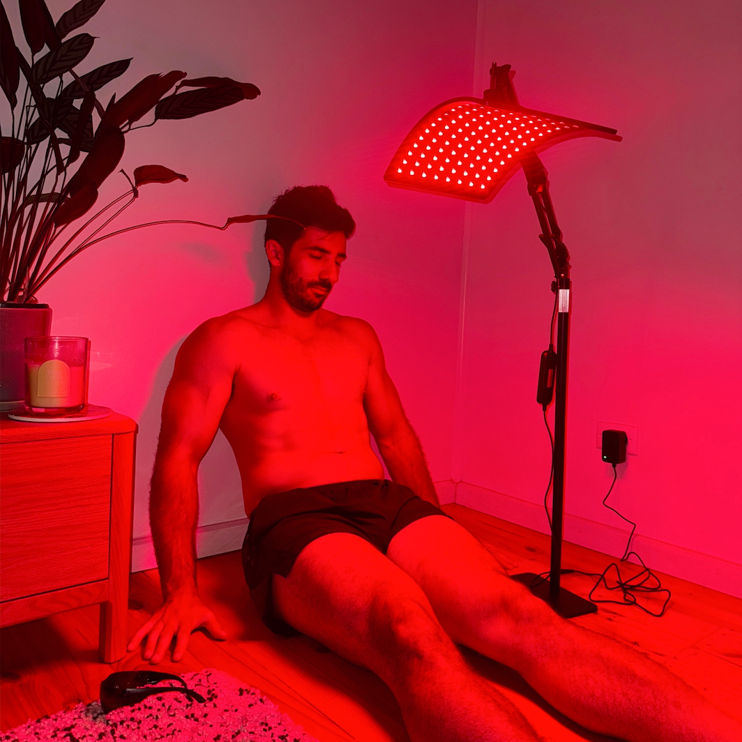 Adrian using the NIR Red Light Panel