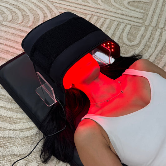 Steph using the Red light wrap for face