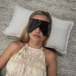 Candice wearing black obsidian crystal eye mask