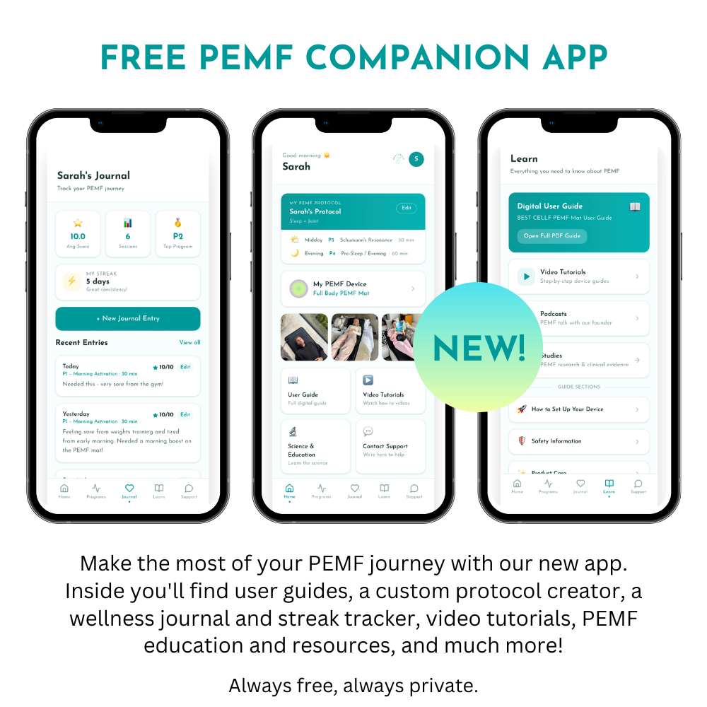 free BEST CELLF PEMF companion app with PEMF systems