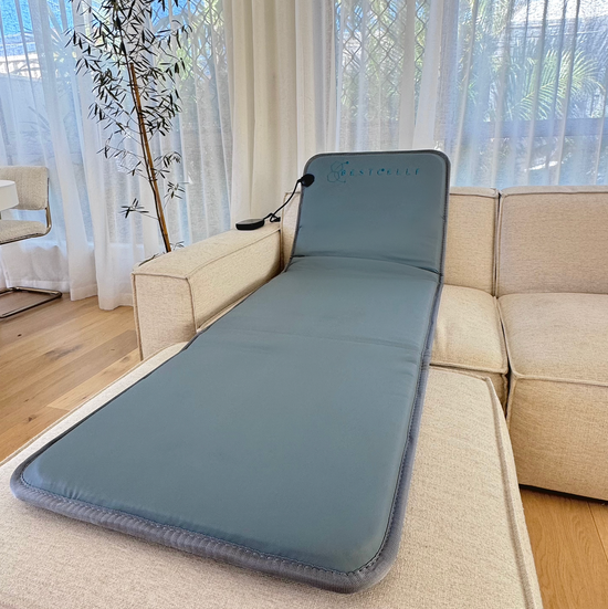 large pulsed electromagnetic field therapy mat on lounge