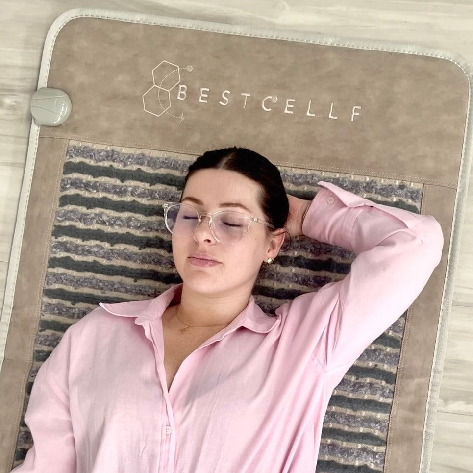 Kristine relaxing on the mat